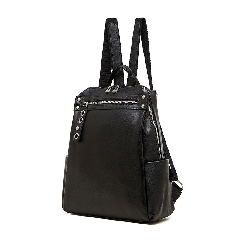 Women's Layer Vegetable Tanning Leather Large Capacity Backpacks