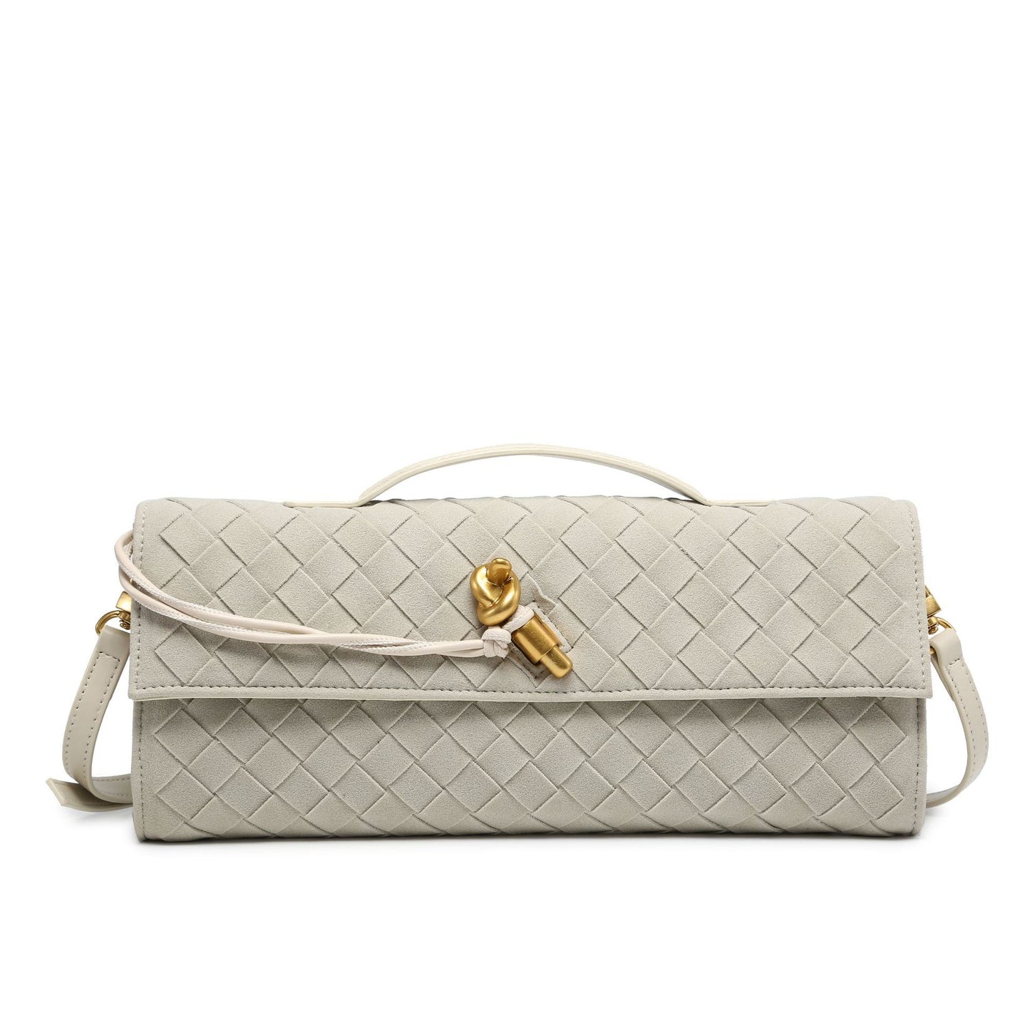 Woven Dinner Clutch Long Bolt Baguette Handbags