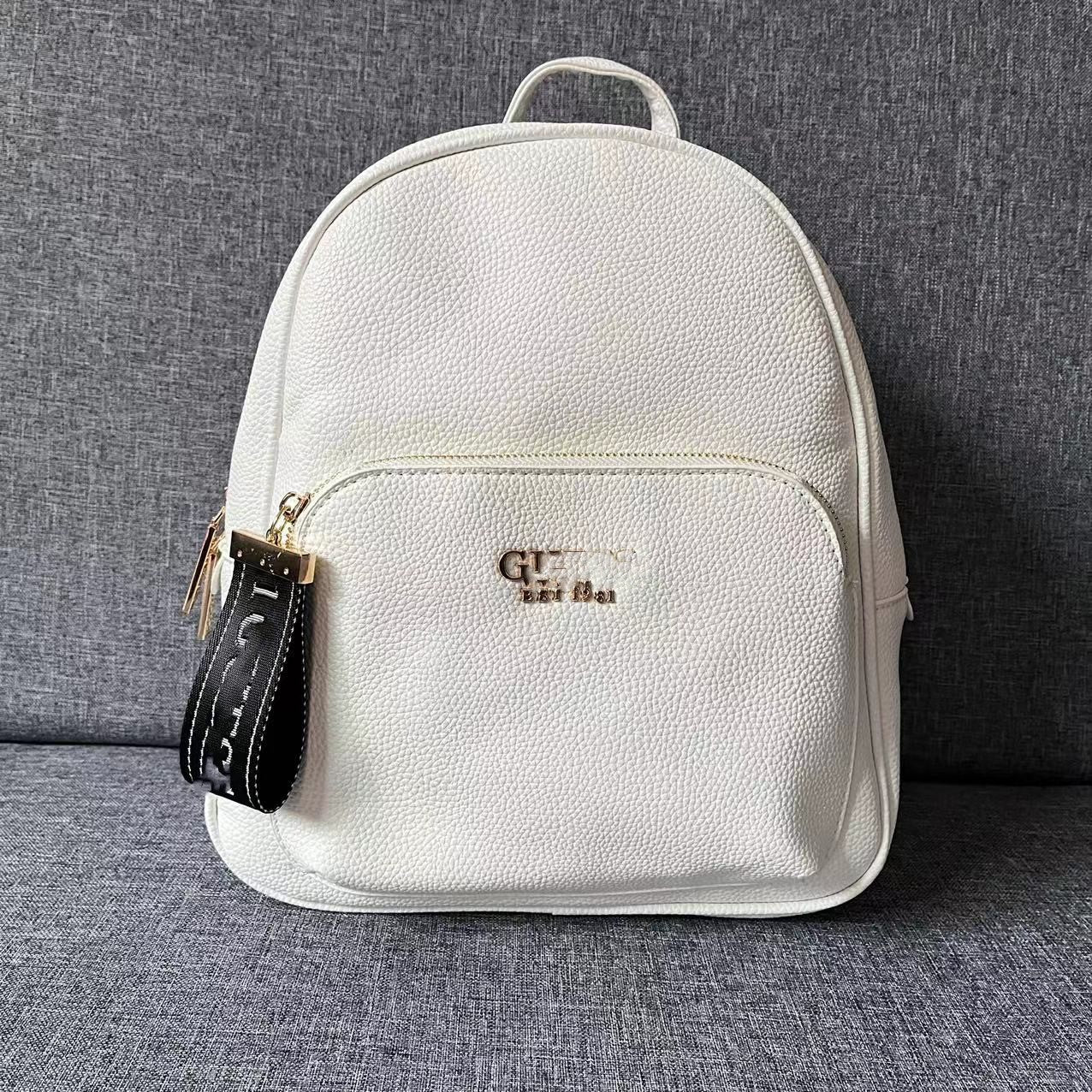 Women's Trendy Simple Solid Color Letter Large Backpacks