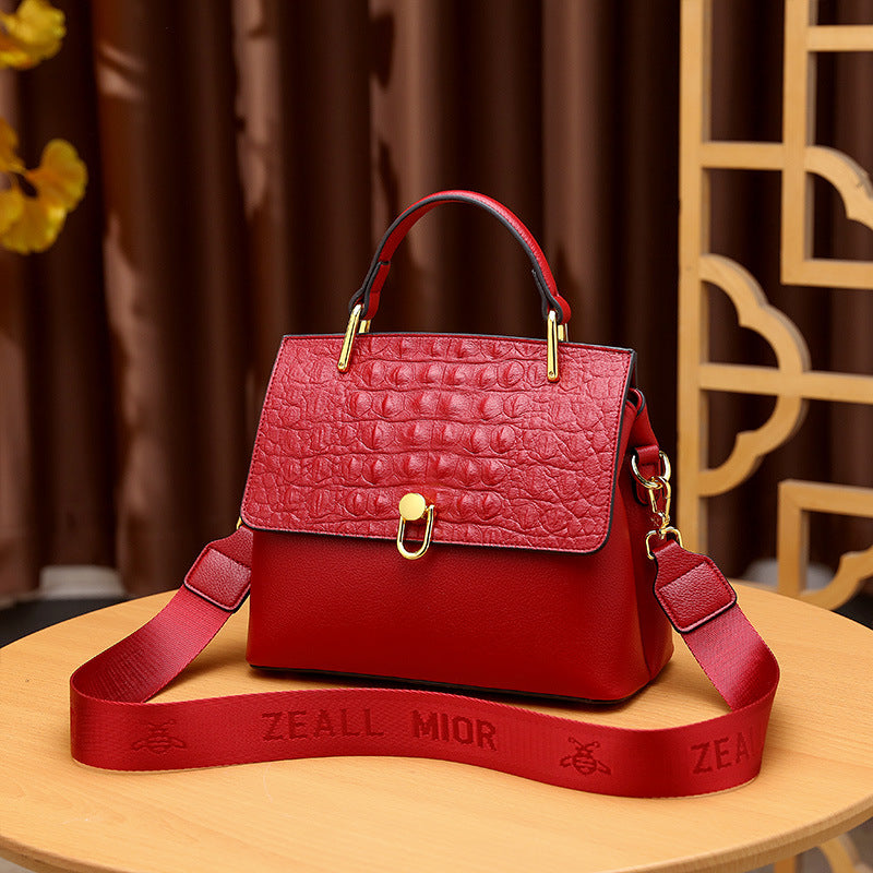 Women's Fashionable Kelly Embossed Soft Crocodile Pattern Crossbody Bags