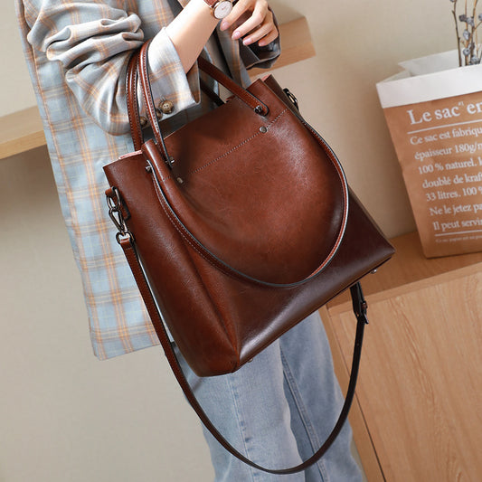 Women's Leather Fashion Large Capacity Portable Design Shoulder Bags