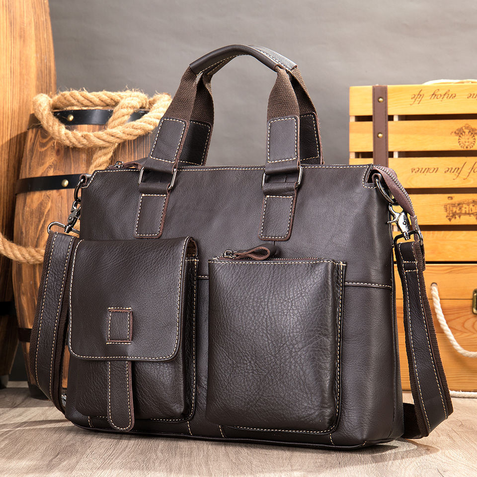 Men's Comfortable Retro First Layer Cowhide Men's Handbags