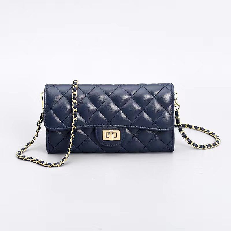 Women's Australian Khaki Fashion Sheepskin Clip Long Crossbody Bags