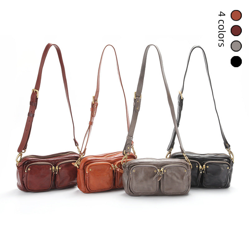 Commuter Neutral Vintage Leather Message Motorcycle Crossbody Bags