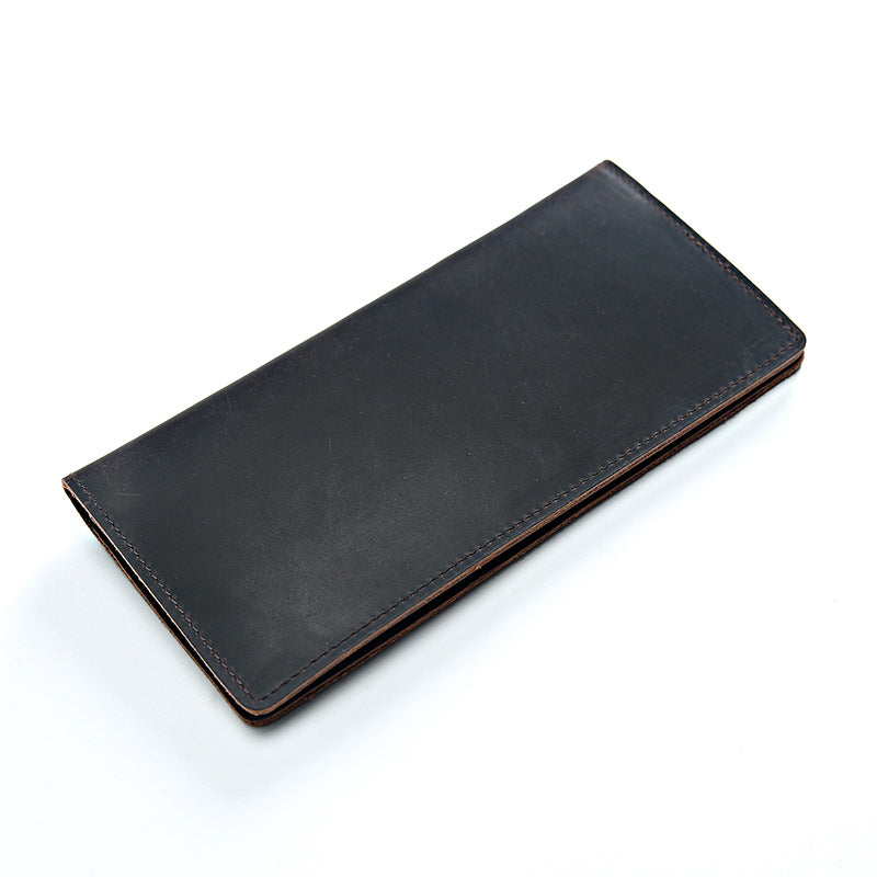 Men's Retro Leather Long First Layer Cowhide Simple Crazy Horse Men's Wallets