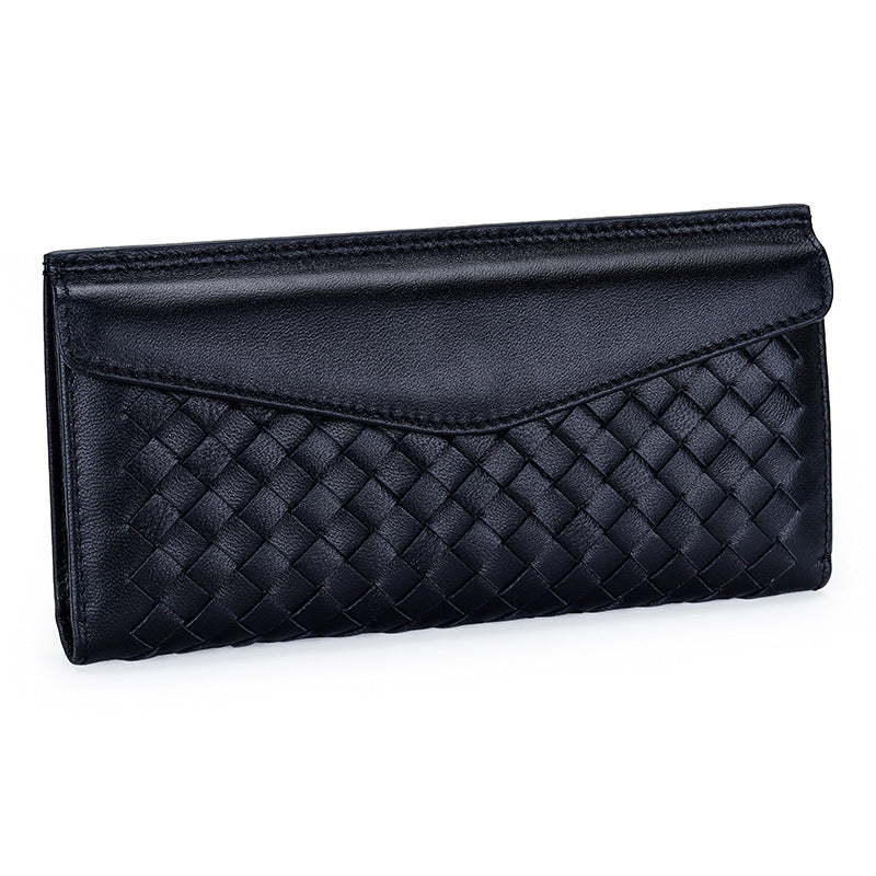 Women's & Men's & Sheepskin Long Leather Hand-woven Large Ladies Wallets