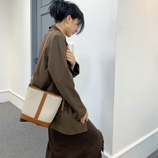Women's Fashion Color Contrast Commuter First Layer Shoulder Bags