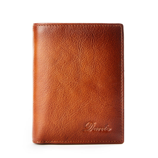Men's First Layer Cowhide Leather Brush Zipper Men's Wallets