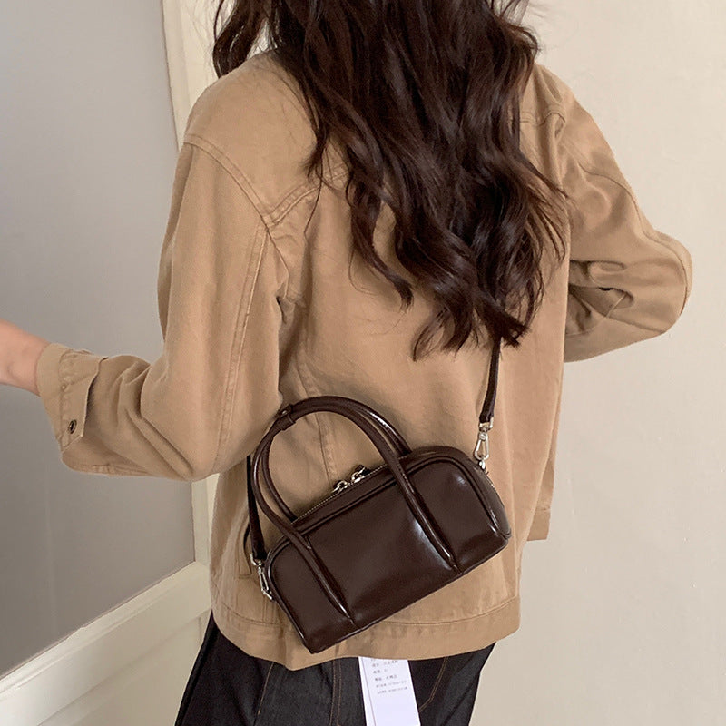 Women's Cowhide Bowling Minimalist Genuine Leather Portable Bags