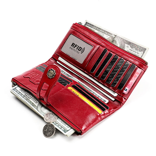 Women's & Men's & Leather Retro First Layer Cowhide Ladies Wallets