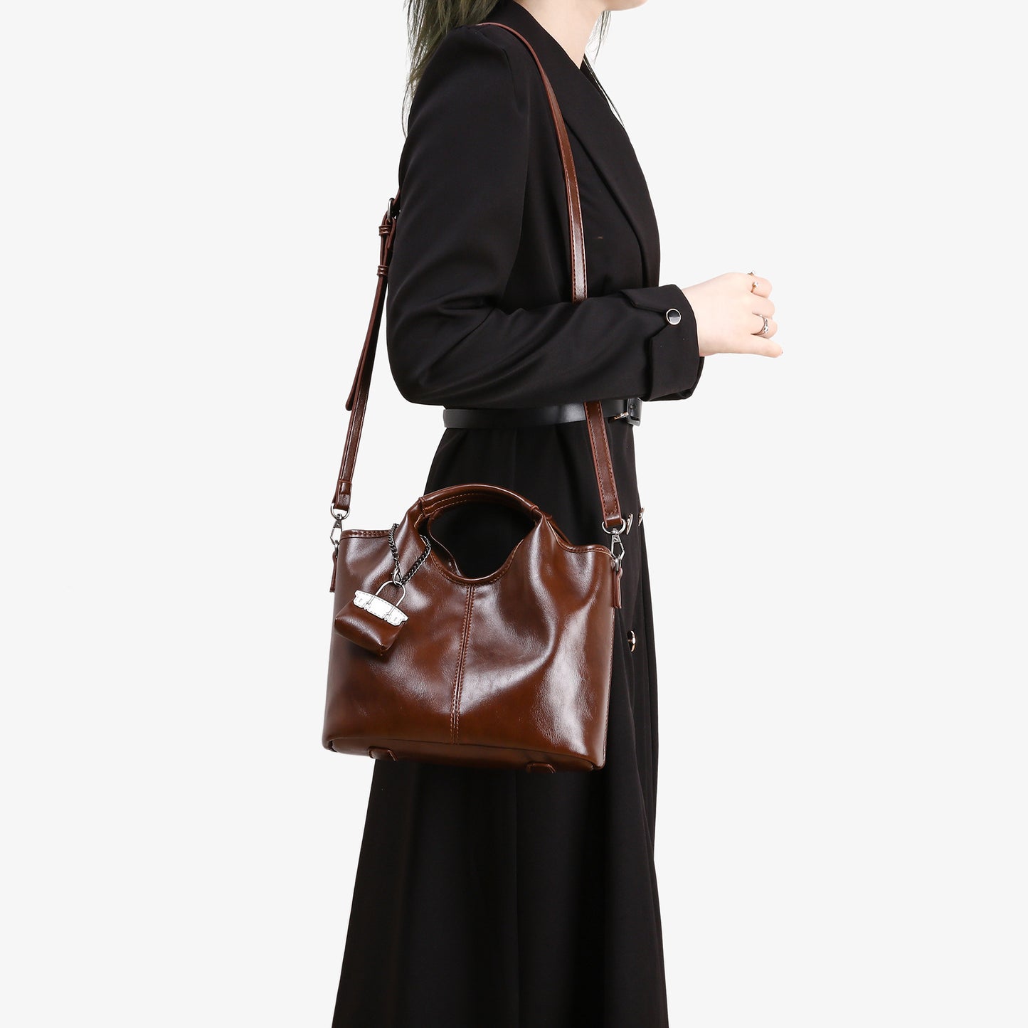 Women's Oil Wax Leather Big Fashionable Retro Tote Bags