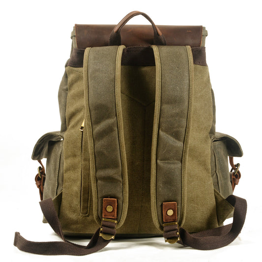 Men's Trendy Computer Oil Wax Matching Hide Backpacks
