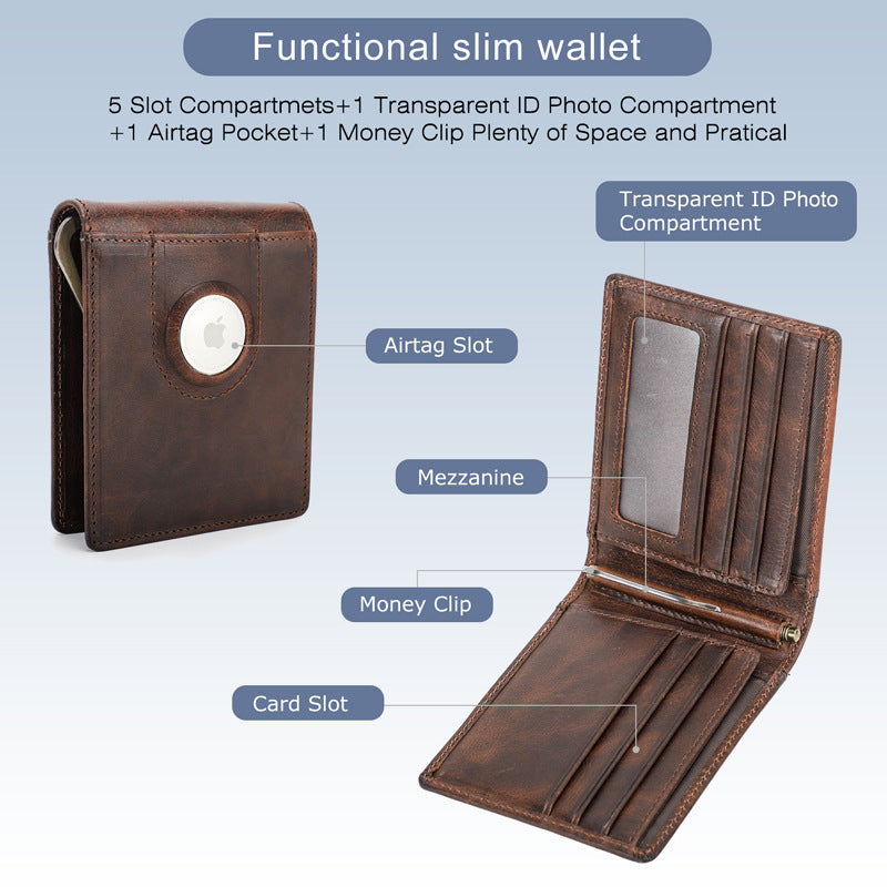 Men's Comfortable Black Angel Swiping Horizontal Men's Wallets