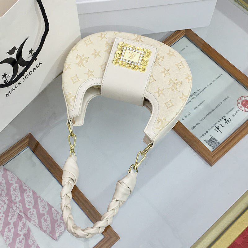 Women's Crescent Moon Hand-woven Twist Braid Shoulder Bags