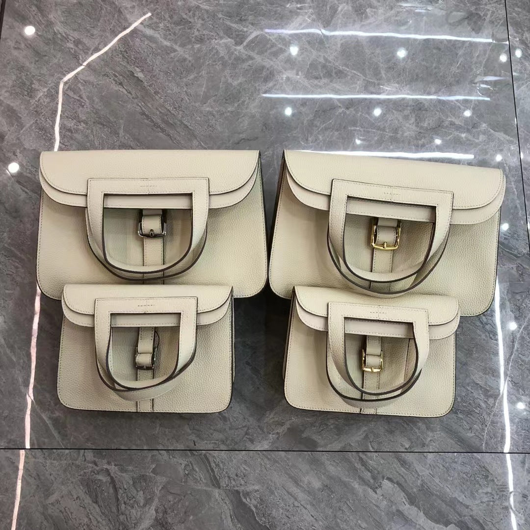 Women's Portable Lychee Pattern First Layer Cowhide Shoulder Bags