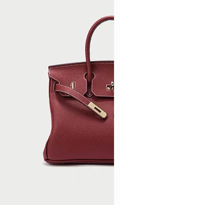 Women's Genuine Leather First Layer Cattlehide Fashion Litchi Handbags