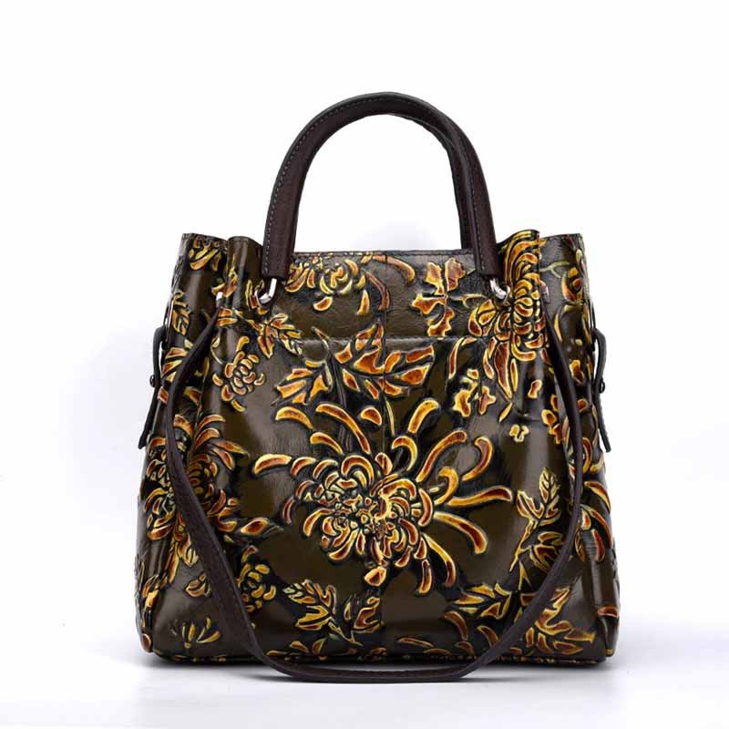 Embossed Top Layer Leather Retro Style Bags