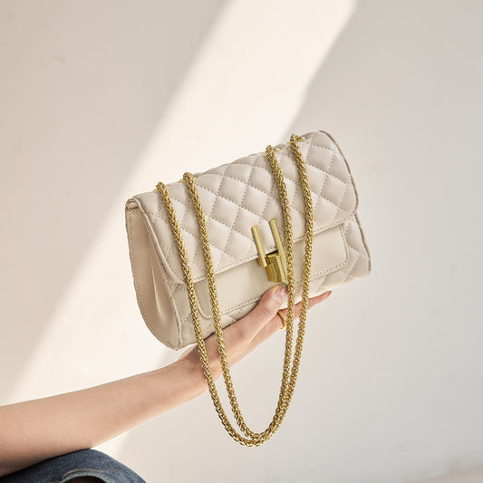 Women's Genuine Leather Classic Style Rhombus Chain Shoulder Bags
