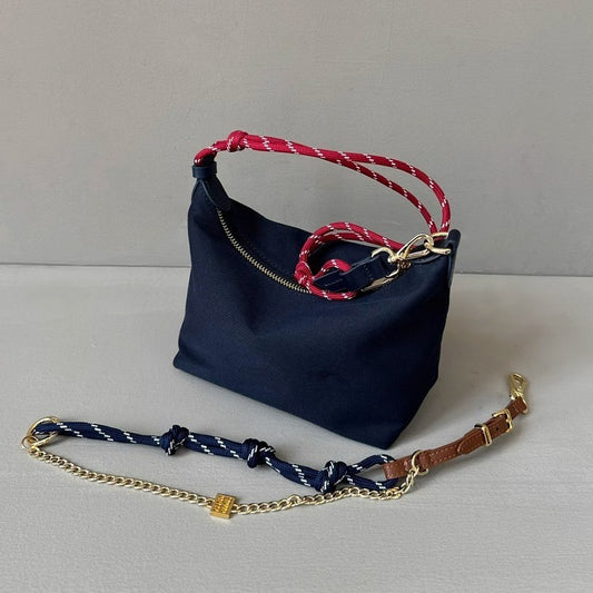 Matching Lunch Box Contrast Color Canvas Shoulder Bags