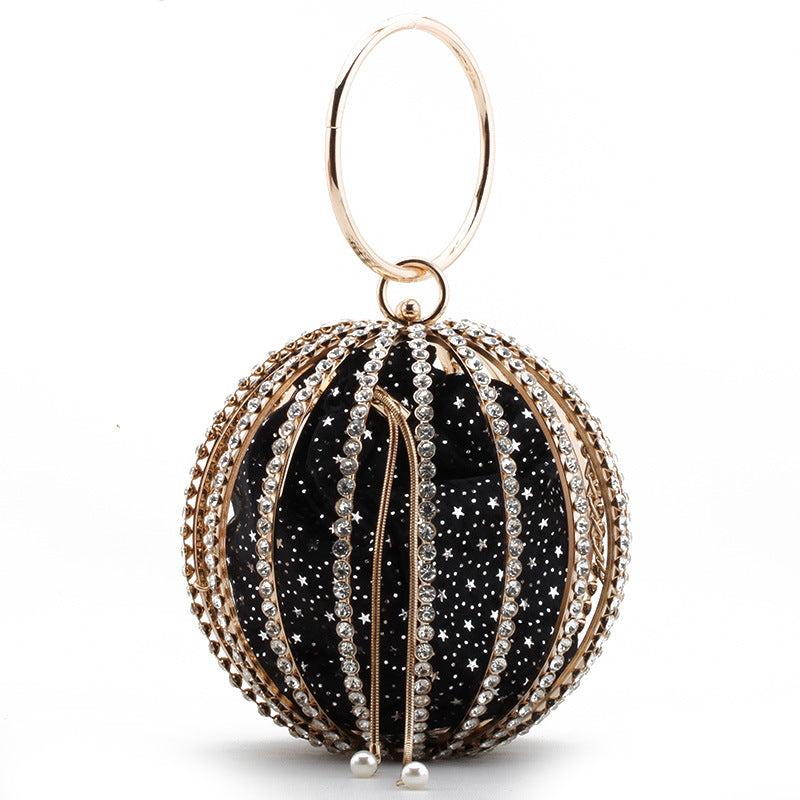 Women's Metal Hollow Address Ball Portable Diamond Evening Bags