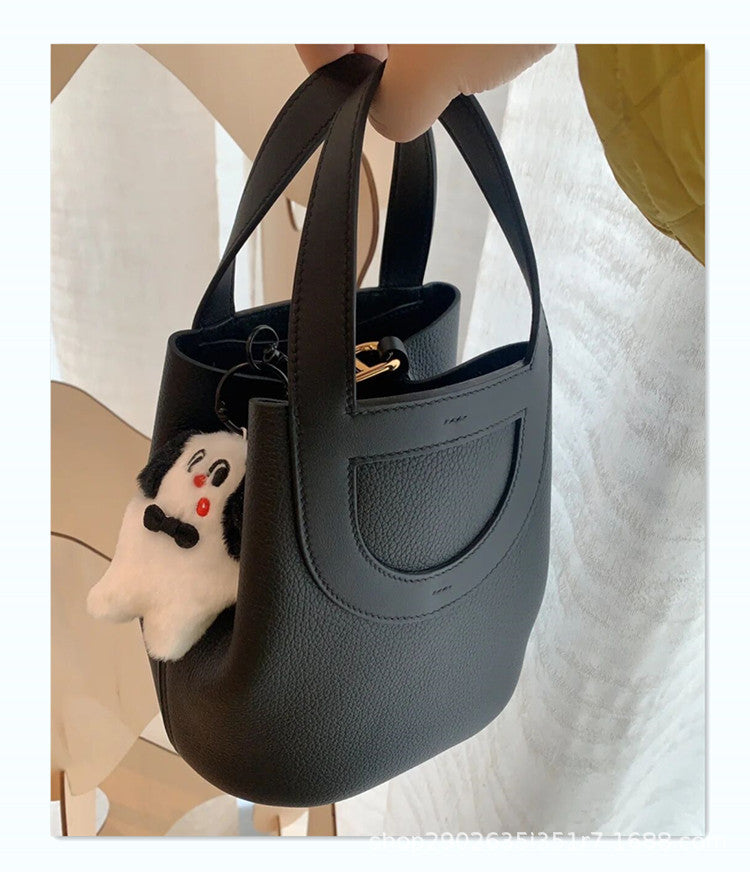Women's Layer Cowhide Pig Nose Vegetable Basket Handbags