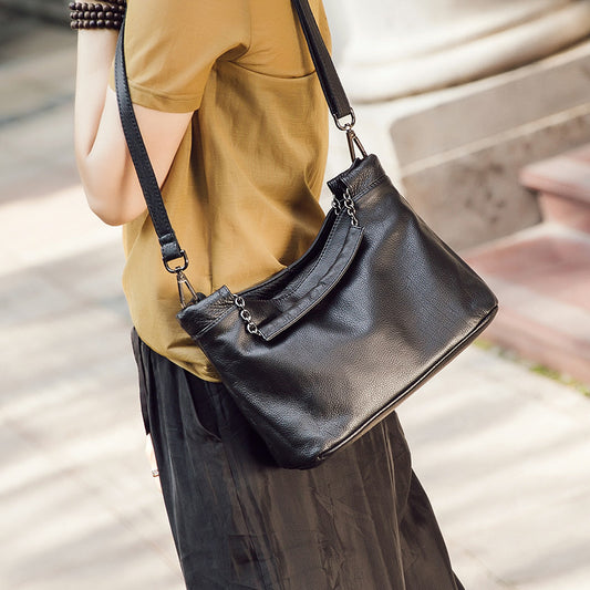 Women's Cute Lucky Genuine Leather Chain Soft Handbags
