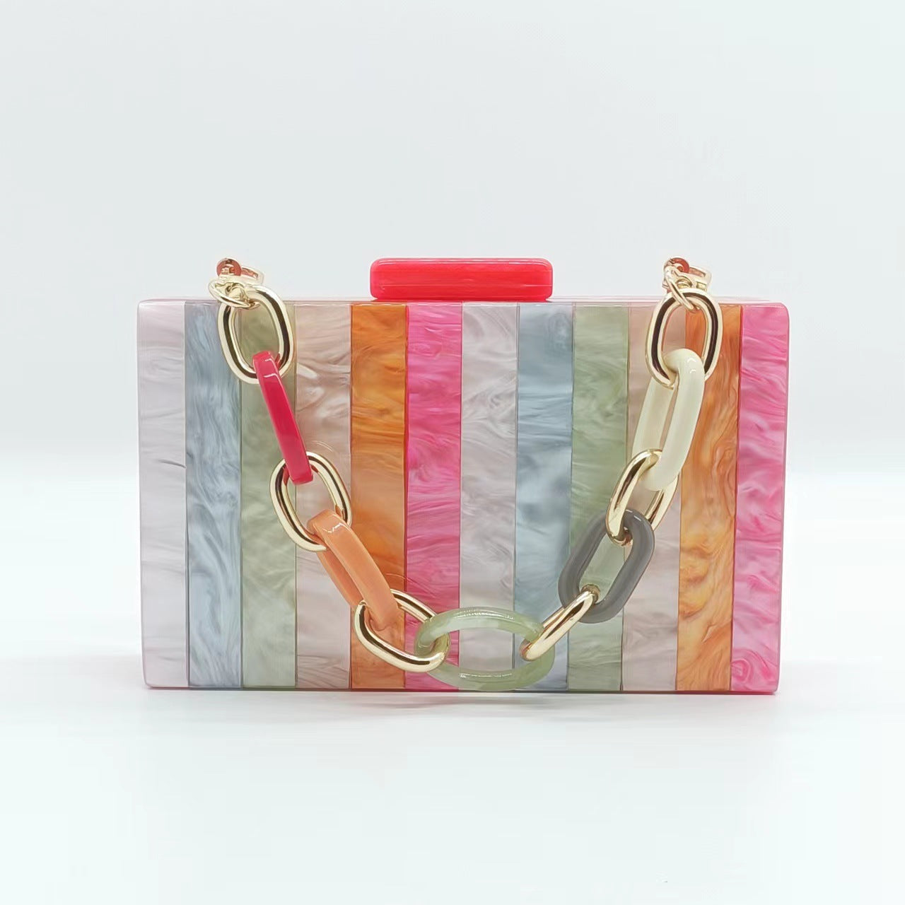 Women's Dinner Retro Splicing Trendy Acrylic Chain Evening Bags