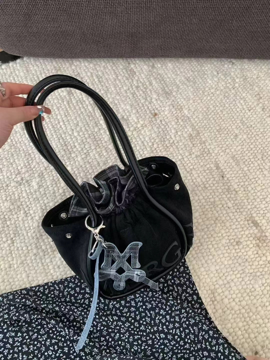 Medium Large Capacity Totes Deerskin Veet Shoulder Bags