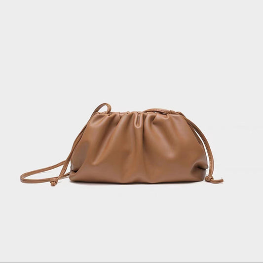 Women's Cow Leather Cloud Pleated Clutch Soft Crossbody Bags