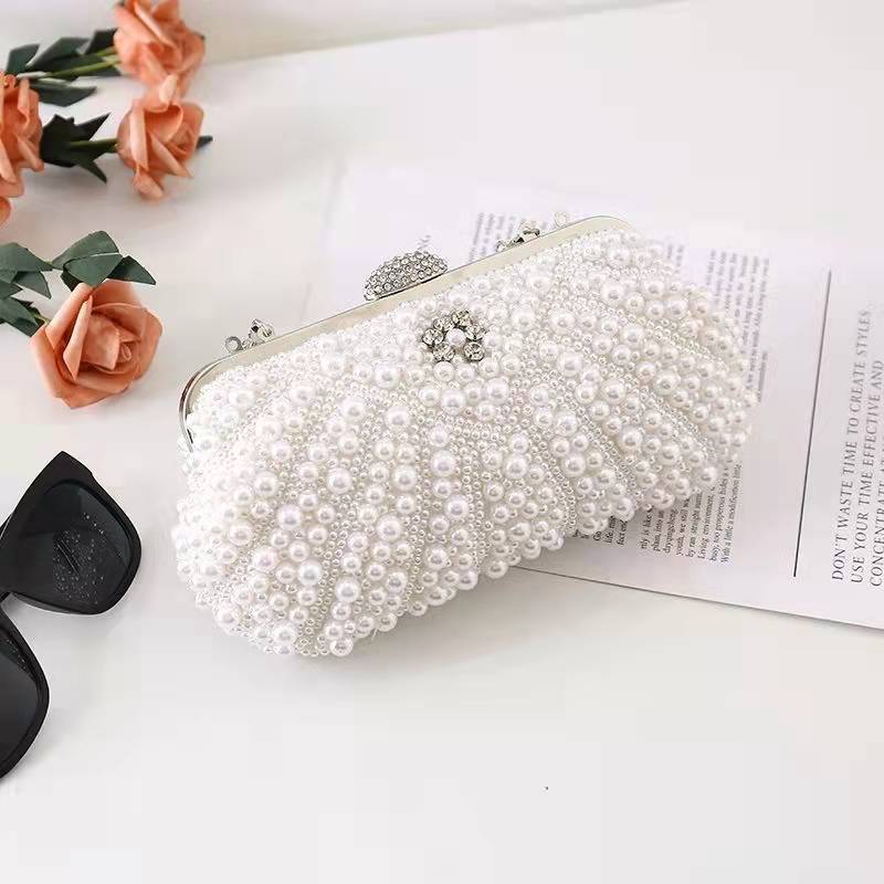 Women's Elegant Pearl Dinner Clutch Banquet Commuting Evening Bags