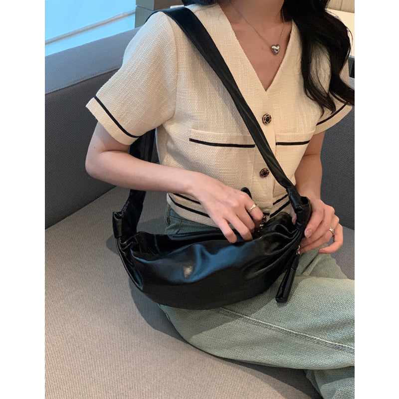 Layer Cowhide Croissant Niche Genuine Leather Crossbody Bags