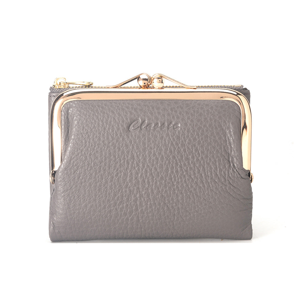 Women's Short Chic Genuine Leather Litchi Pattern Ladies Wallets