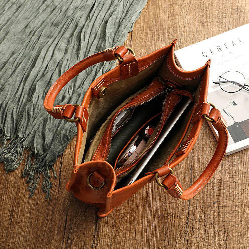 Vegetable Tanning Retro Big Diana Commuter Handbags