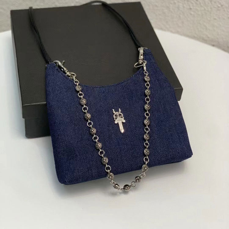 Women's Underarm High-grade Lychee Pattern First Layer Cowhide Sword Shoulder Bags