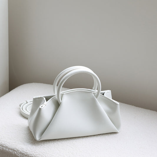 Women's Lazy Genuine Leather Pleated Portable Box Oblique Handbags