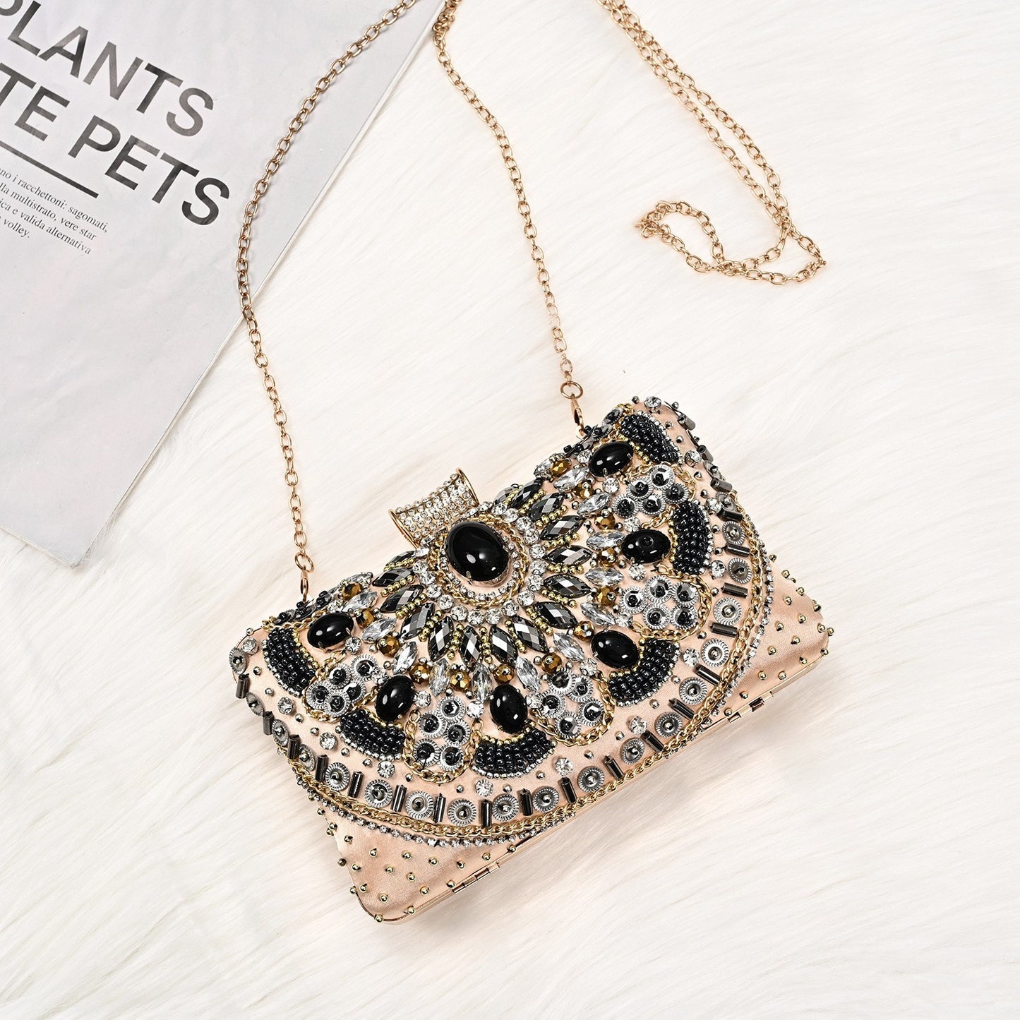 Classic Pearl Embroidery Clutch Handmade Beaded Handbags