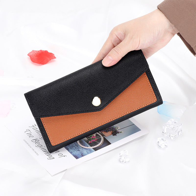 Women's Print Long Fashion Color Contrast Clutch Ladies Wallets