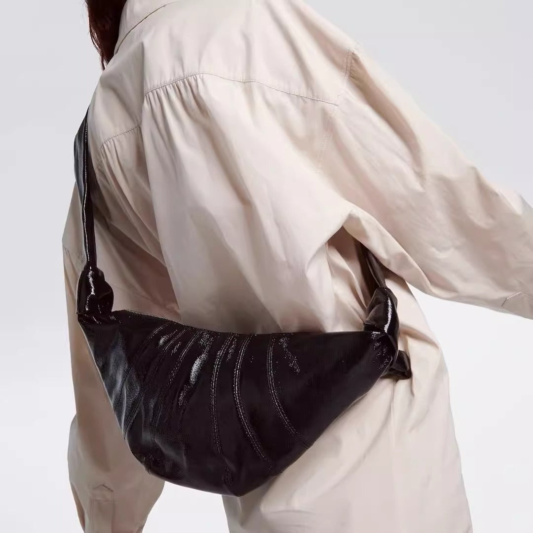 Lazy Can Be Praised Croissant Linen Crossbody Bags