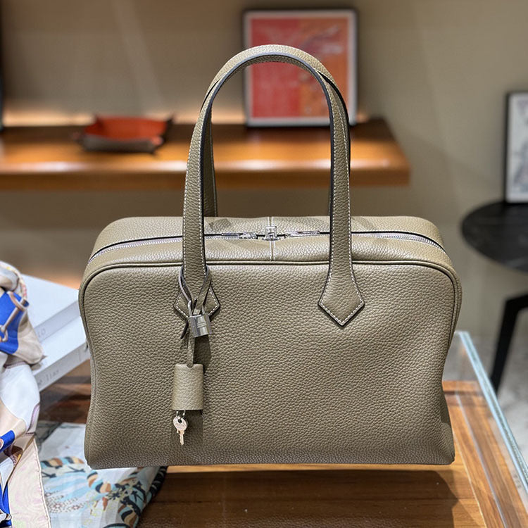 Victoria Layer Cowhide Boston Commuter Lightweight Handbags