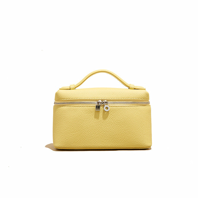 Women's Leather Lunch Box First Layer Cowhide Hand Shoulder Bags