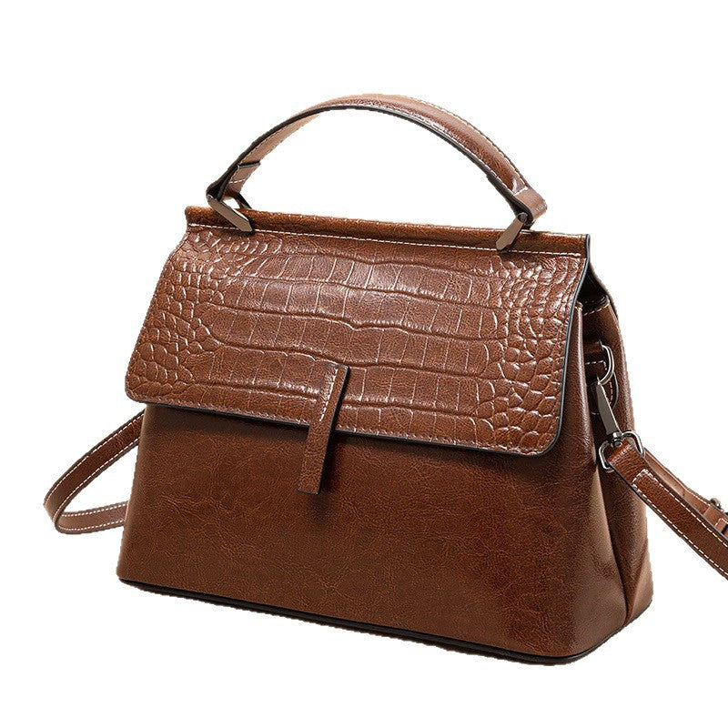 Women's Leather Big Retro High-grade Feeling Tong Handbags
