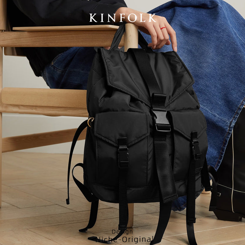 Unisex Style Contrast Color Large Capacity Backpacks