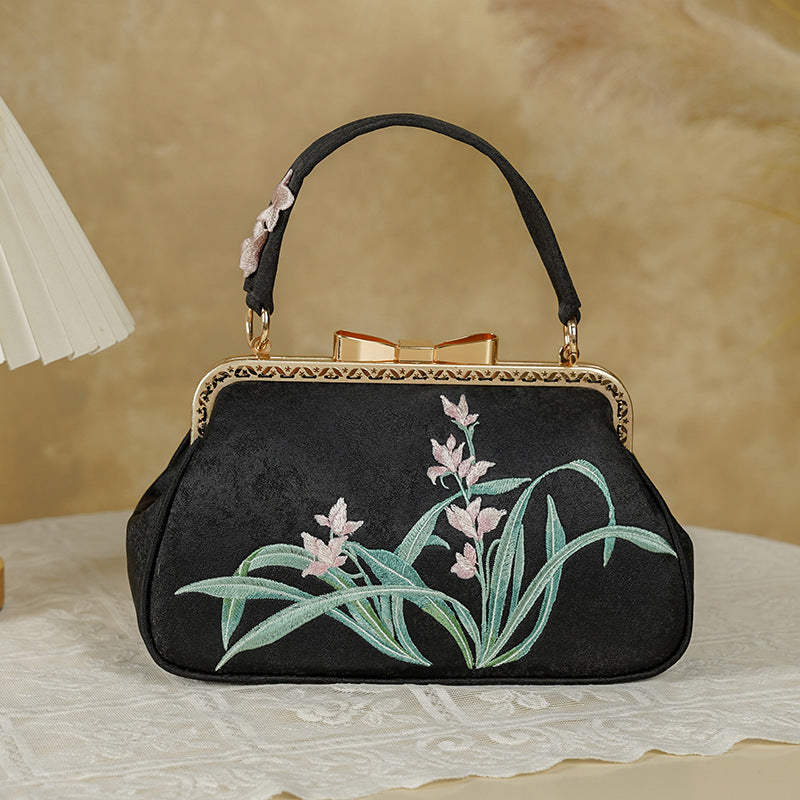 Trendy Embroidered Chinese Style Cheongsam Orchid Handbags