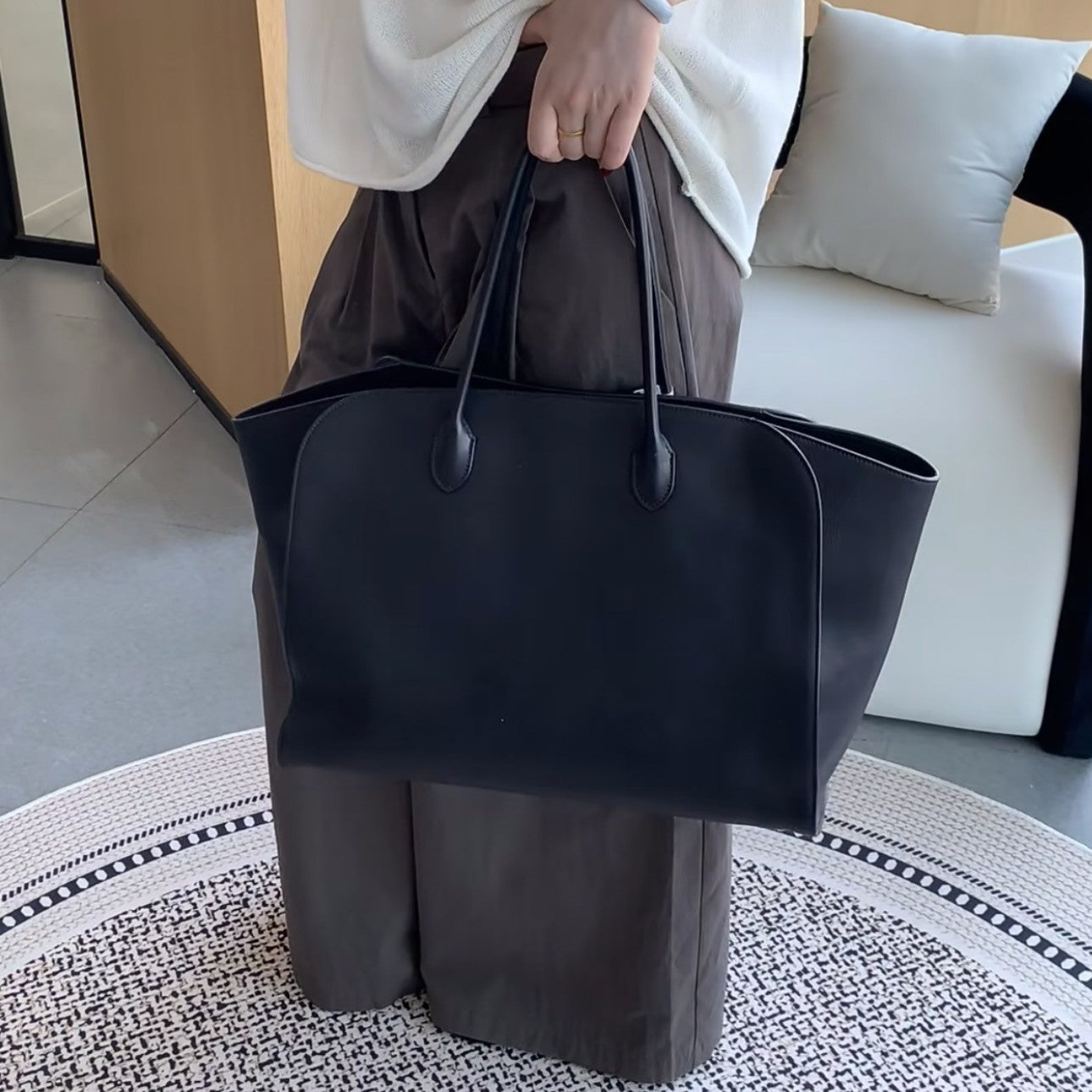 New Women's Shopping Big Cowhide Leather Shoulder Bags