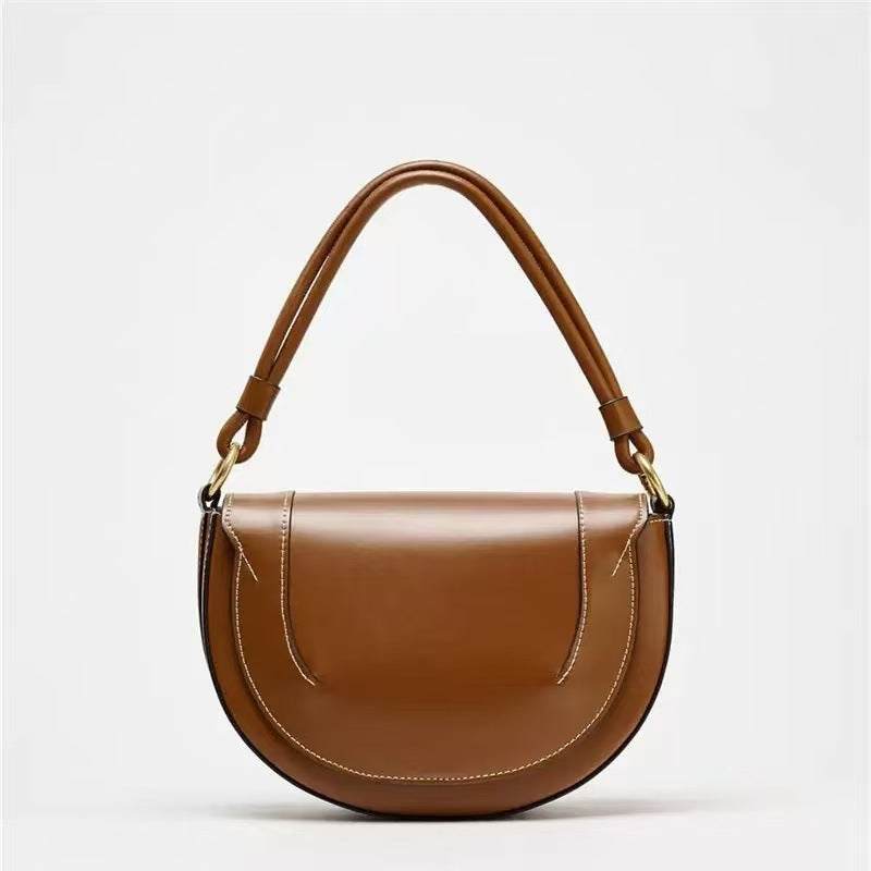 Women's Red Saddle Contrast Color String Decoration Crossbody Bags