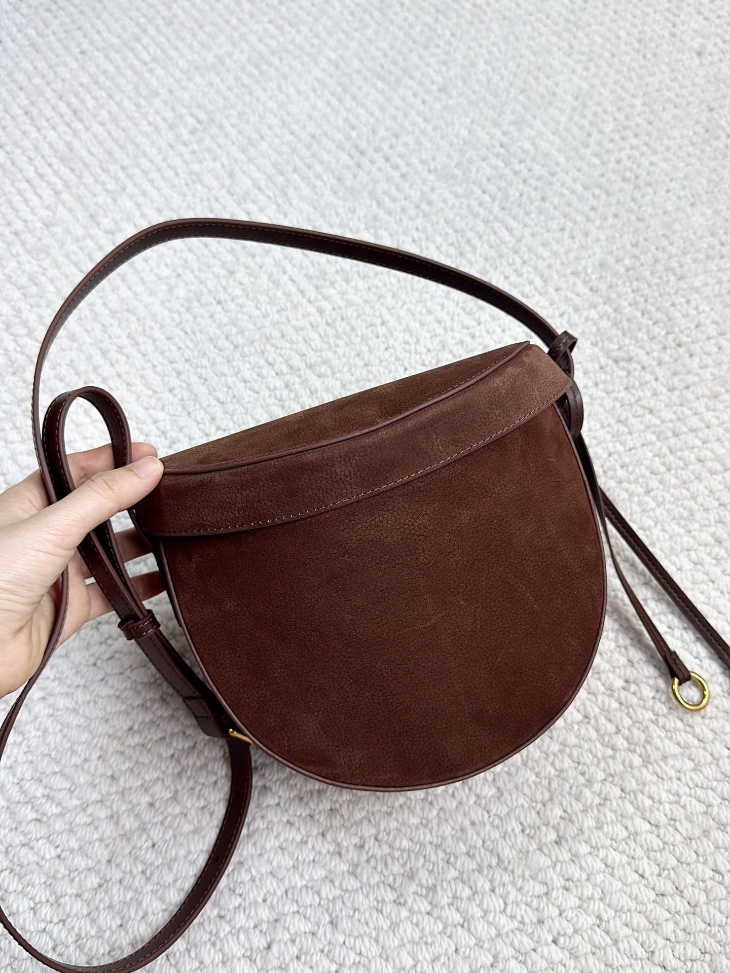 Women's Layer Frosted Suede Saddle Fashionable Tops Shoulder Bags