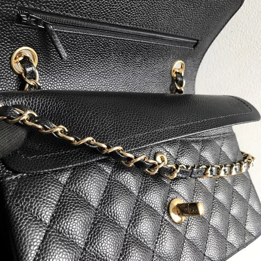 Unique Women's Caviar Genuine Leather For Shoulder Bags