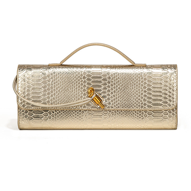 Snake Pattern Dinner Horizontal Clutch File Crossbody Bags