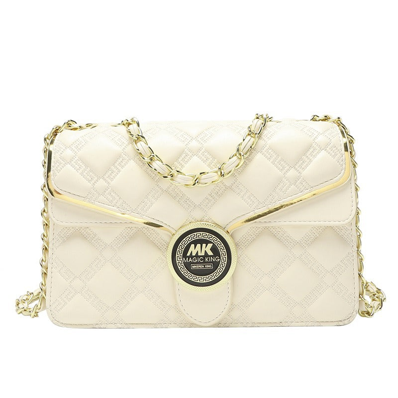 Women's Simple Rhombus Chain Genuine Leather Shoulder Bags