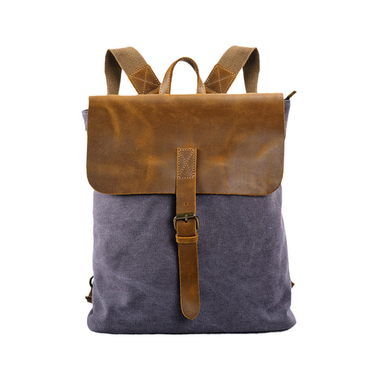 Women's Vintage Canvas Stitched Cowhide Simple Bags